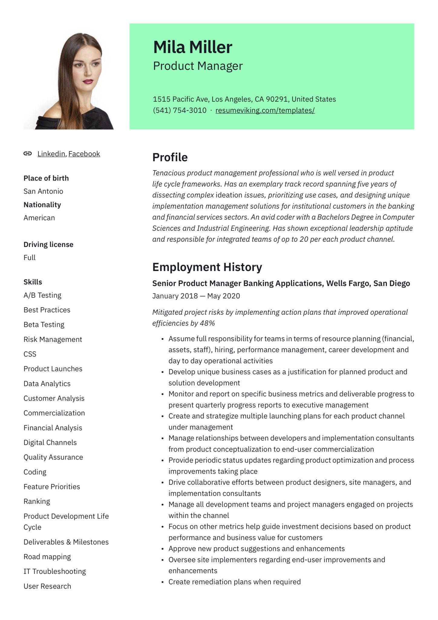 Software Product Development Manager Resume Sample Product Manager Resume & Guide   12 Samples Pdf 2020