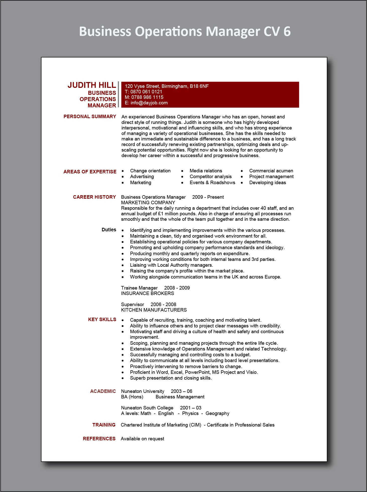 Territory Manager Resume Regional Job Description Sample Example Dayjob Business Operations Manager Cv 6 Example Resume Examples …