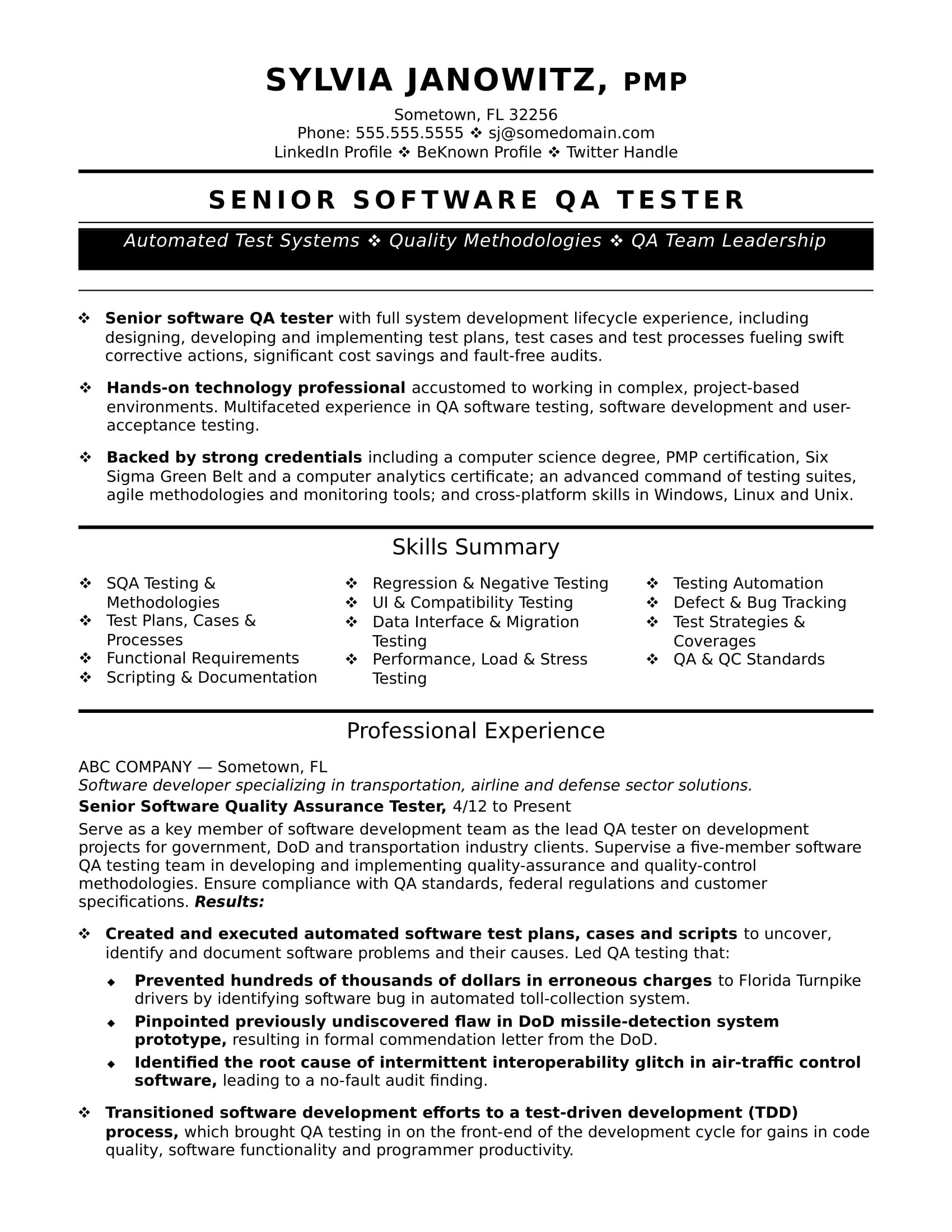 Tesl Lead Resume Sample that Can Get You Interview Experienced Qa software Tester Resume Sample Monster.com