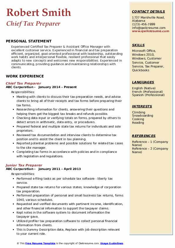 Entry Level Tax Preparer Resume Sample Tax Preparer Resume Samples