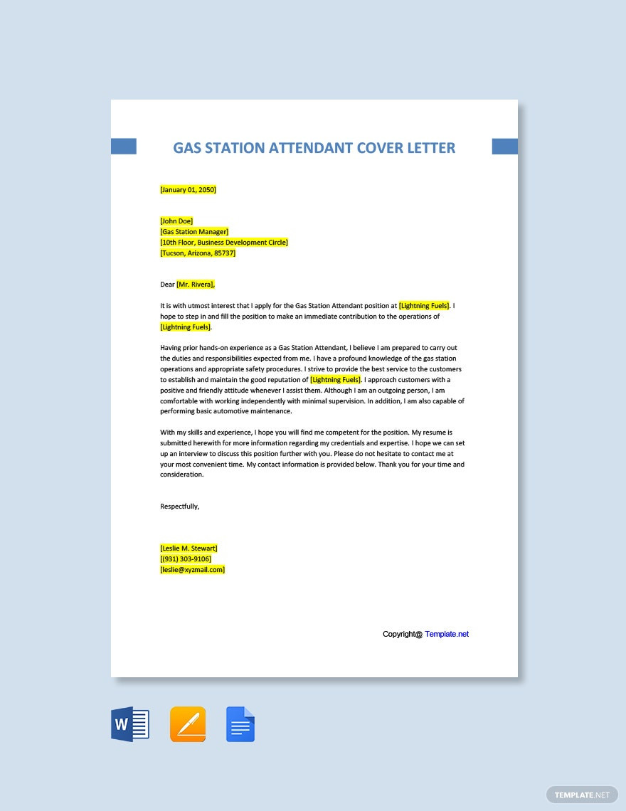 Gas Station attendant Job Description Resume Sample Free Free Gas Station attendant Cover Letter Template – Google …