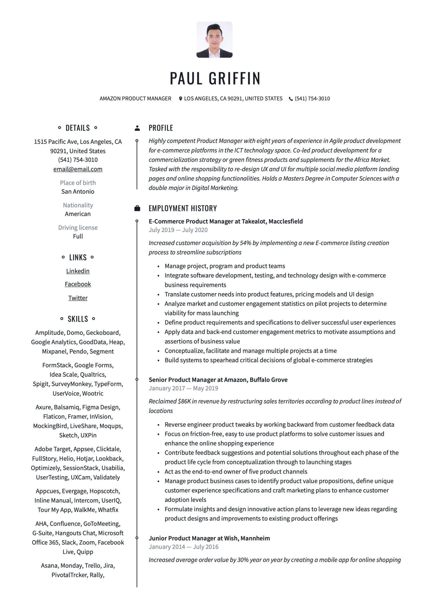 General Laborat at A Potatoes C9mapy Resume Sample Amazon Product Manager Resume & Guide 17 Examples 2022