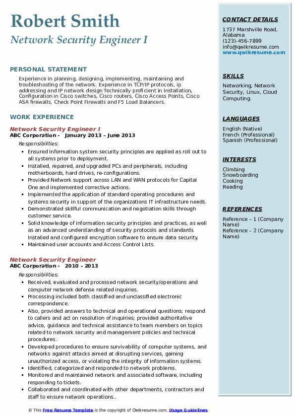 Palo Alto Firewall Engineer Sample Resume Network Security Engineer Resume Samples