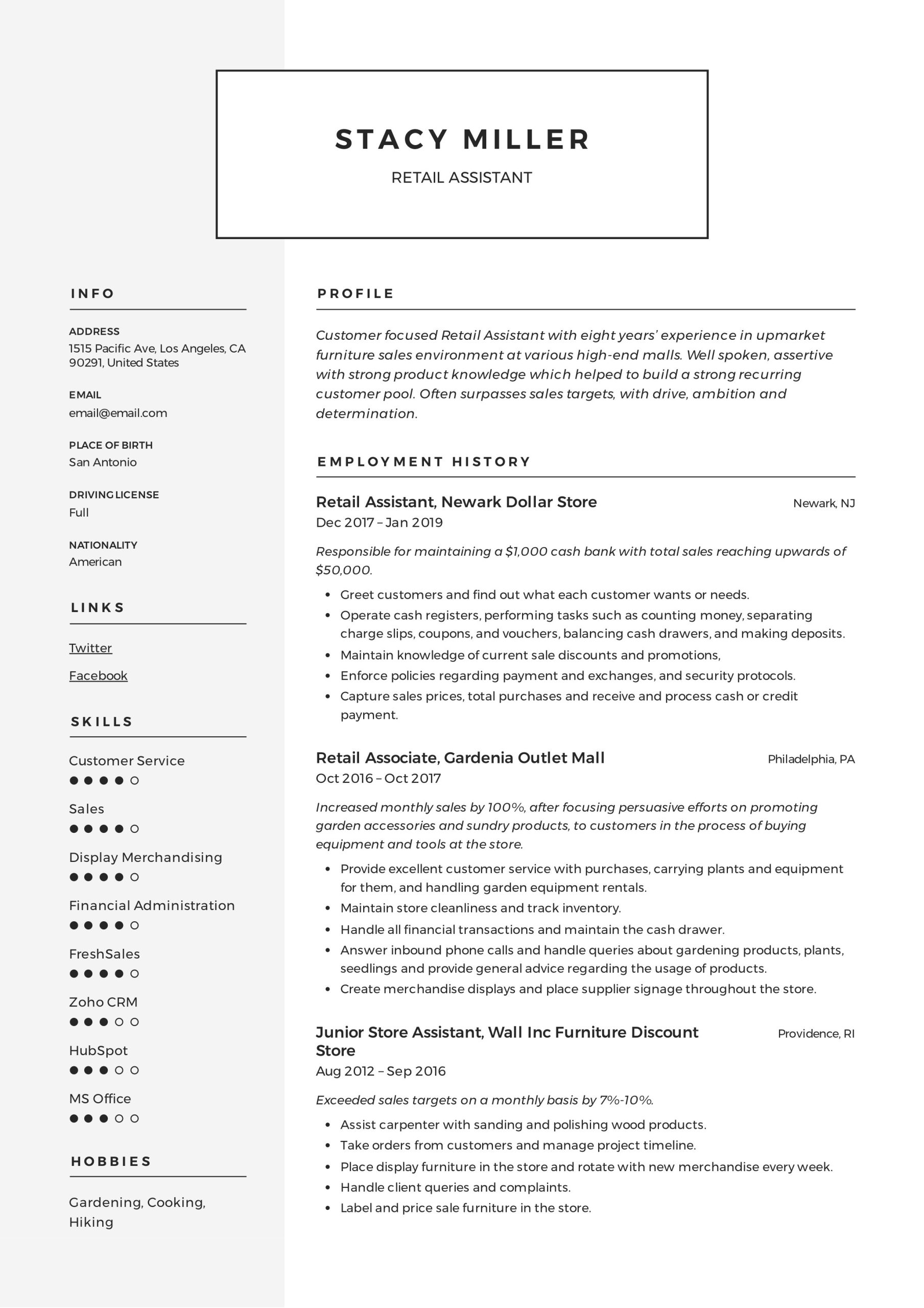 Resume Samples Retail to Admin Jobs 12 Retail assistant Resume Samples & Writing Guide – Resumeviking.com