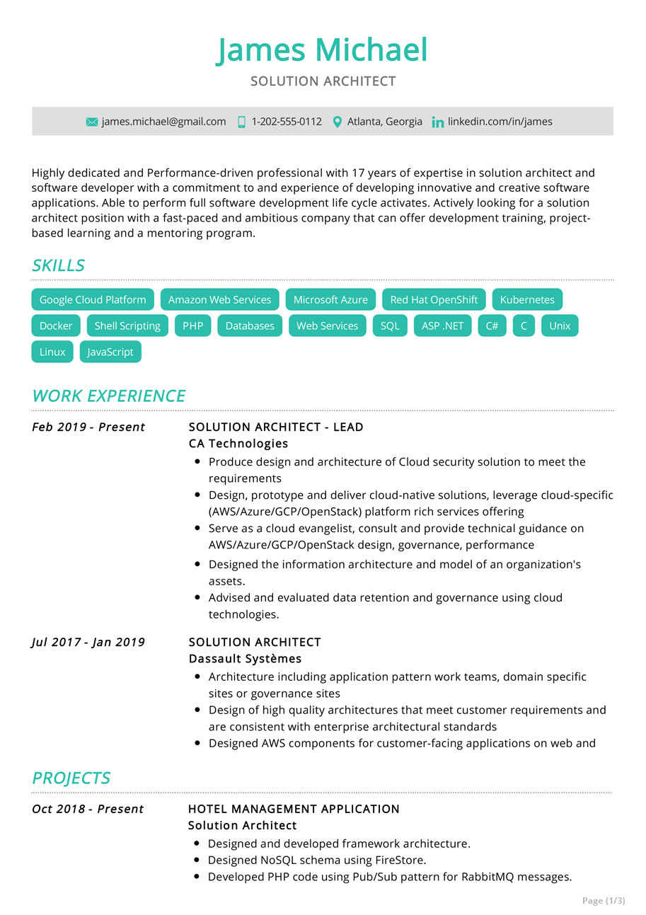 Sample Micro Services and Load Balancers Resume solution Architect Resume Example 2022 Writing Tips – Resumekraft