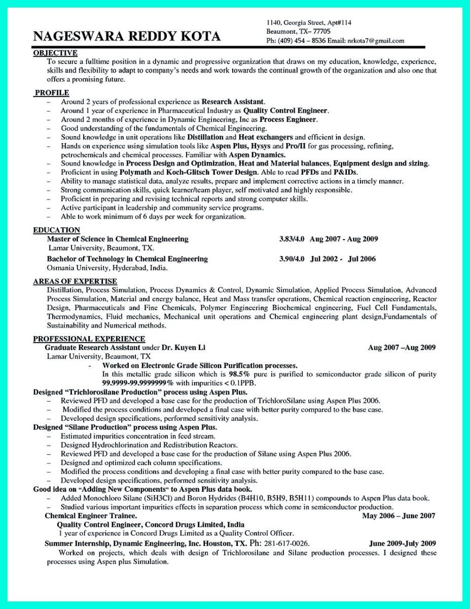 Sample Objectives Of Resume for Engineering Awesome Successful Objectives In Chemical Engineering Resume …