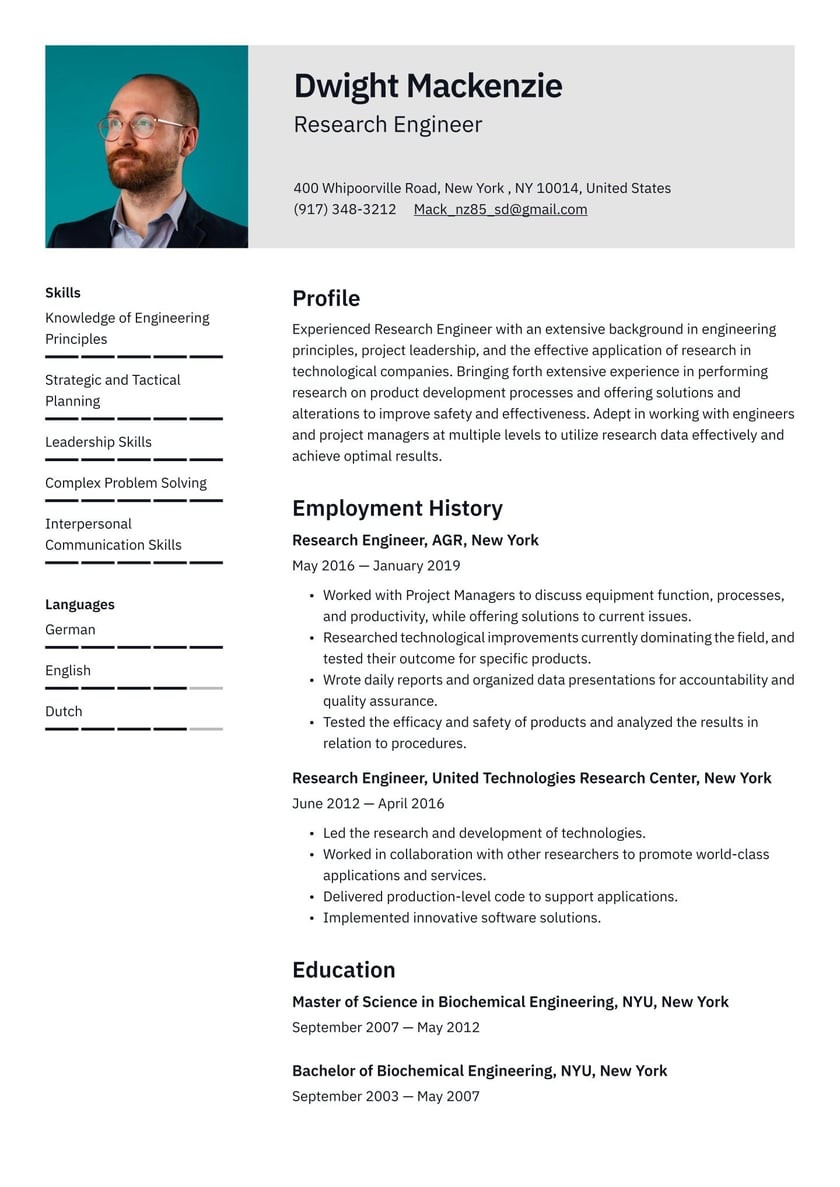 Sample Objectives Of Resume for Engineering Research Engineer Resume Example & Writing Guide Â· Resume.io