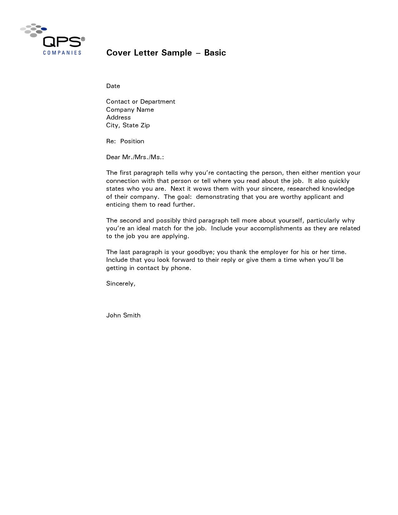 Sample Of A Basic Cover Letter for Resume Pin On 2-cover Letter Template