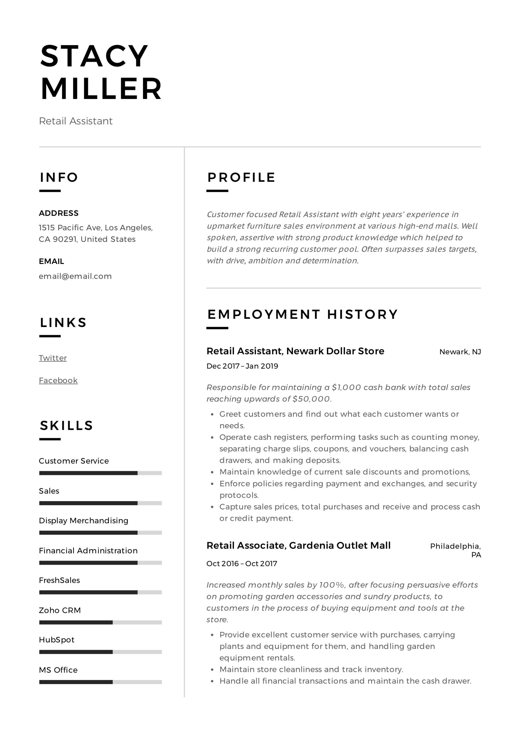 Sample Of Resume In Retail associate 12 Retail assistant Resume Samples & Writing Guide – Resumeviking.com