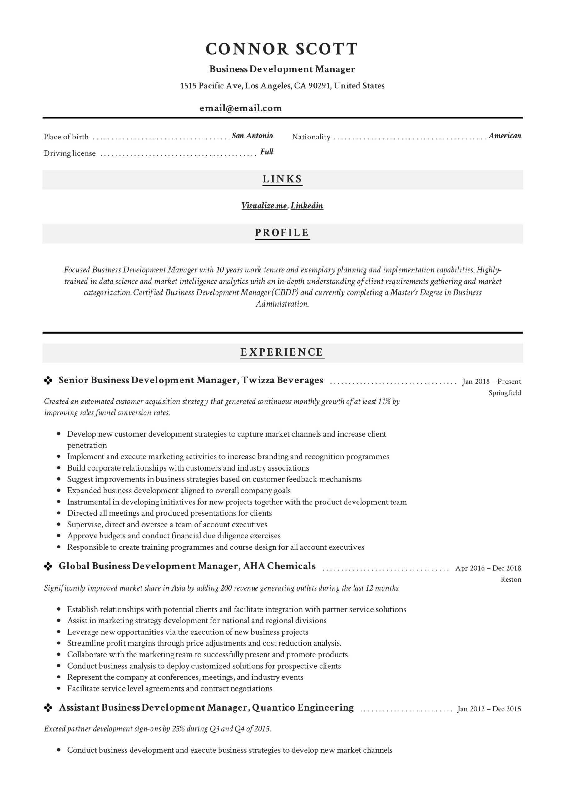 Sample Resume Director Of Economic Development Business Development Manager Resume & Guide 2022