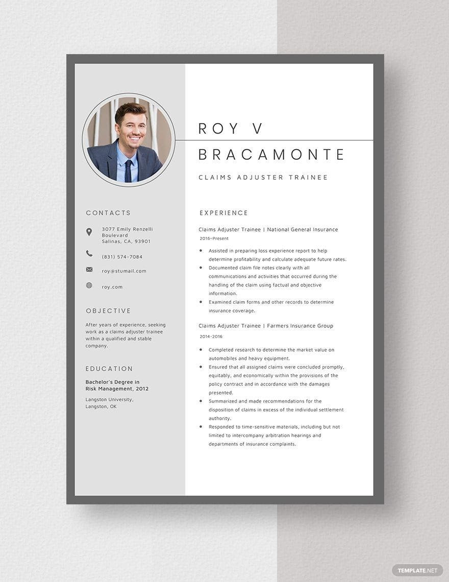 Sample Resume for Bodily Injury Adjuster Claims Resume Templates – Design, Free, Download Template.net