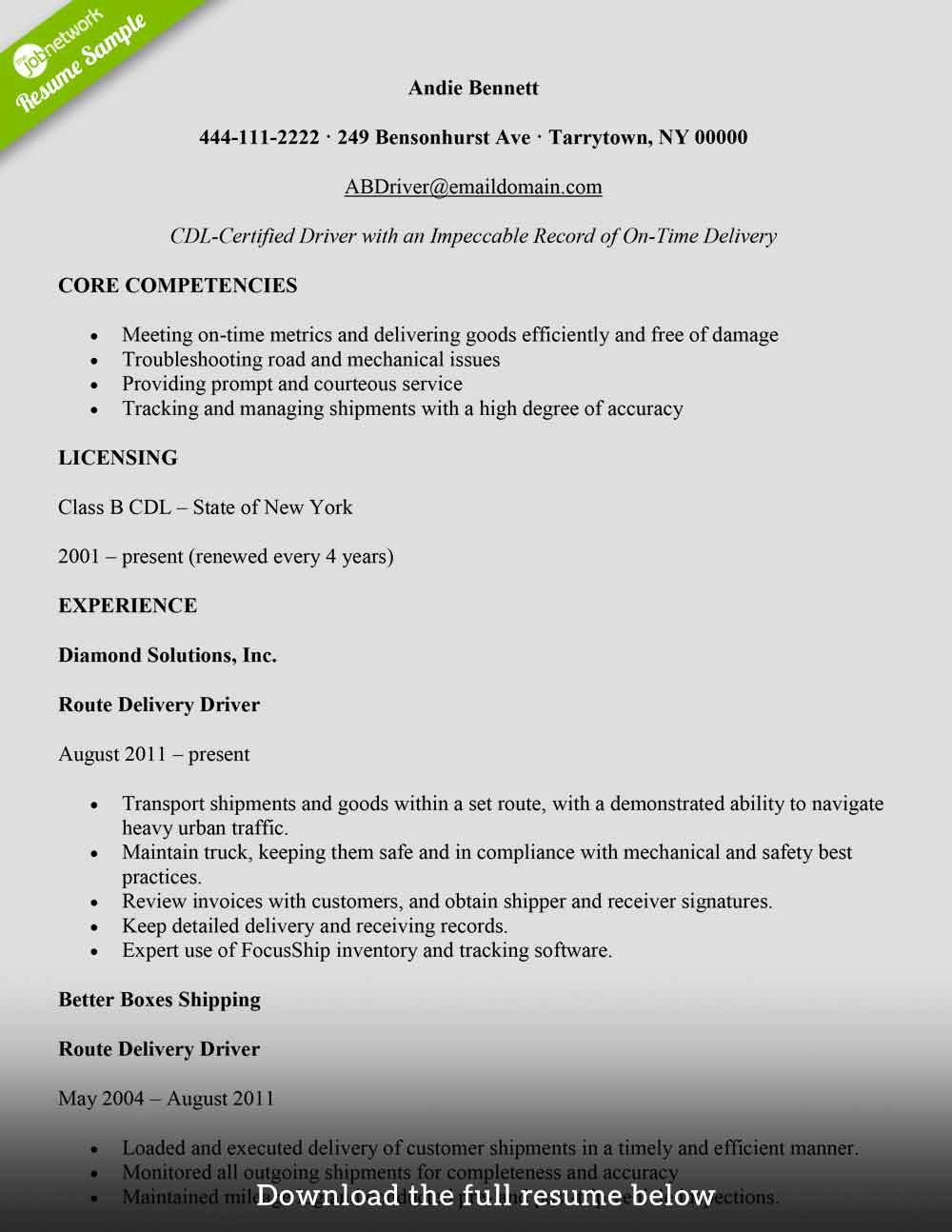 Sample Resume for Ups Package Handler How to Write A Delivery Driver Resume (with Examples) -the Jobnetwork