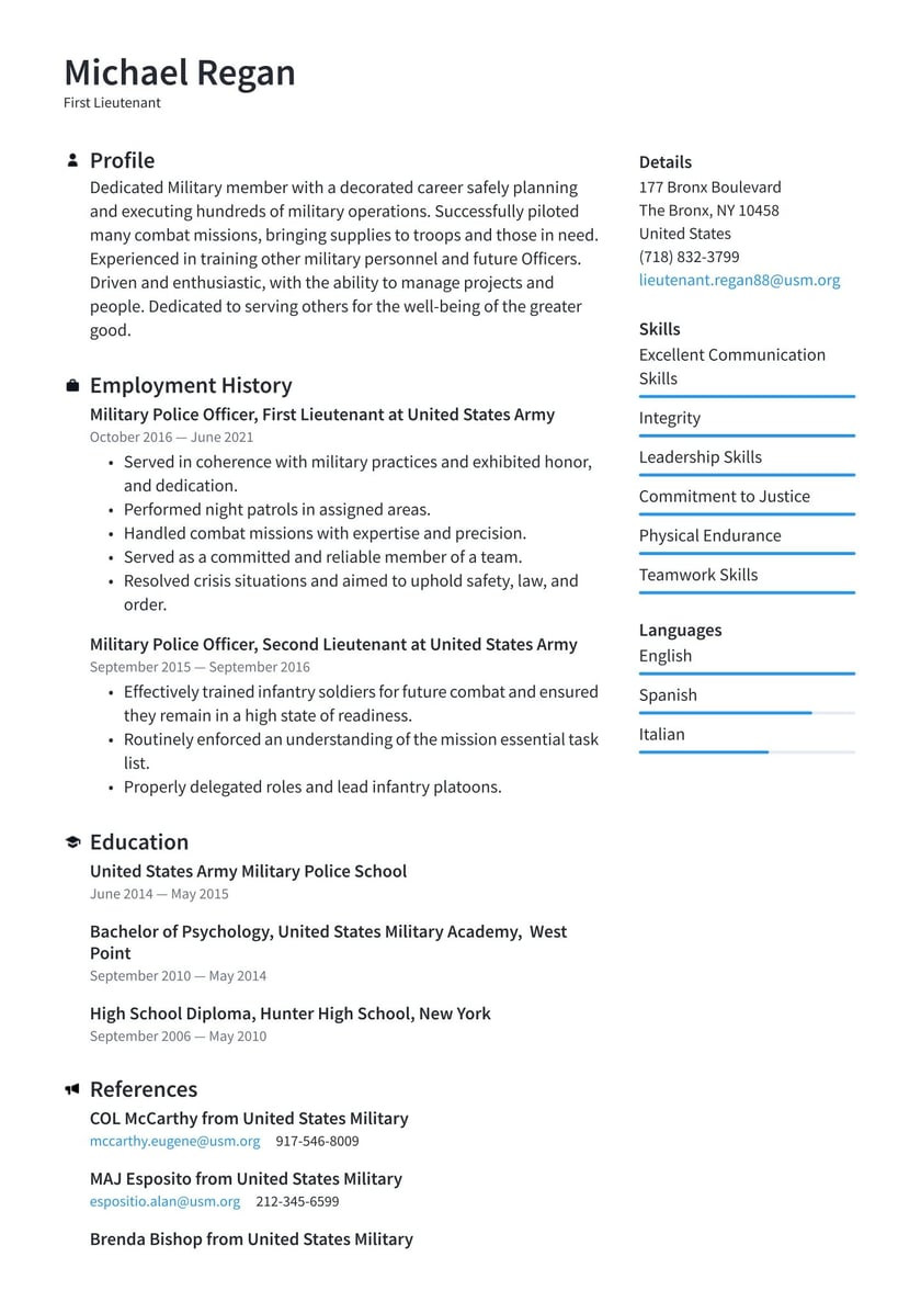 Sample Resumes for Military Entering Civilian Workforce Military Resume Examples & Writing Tips 2022 (free Guide) Â· Resume.io