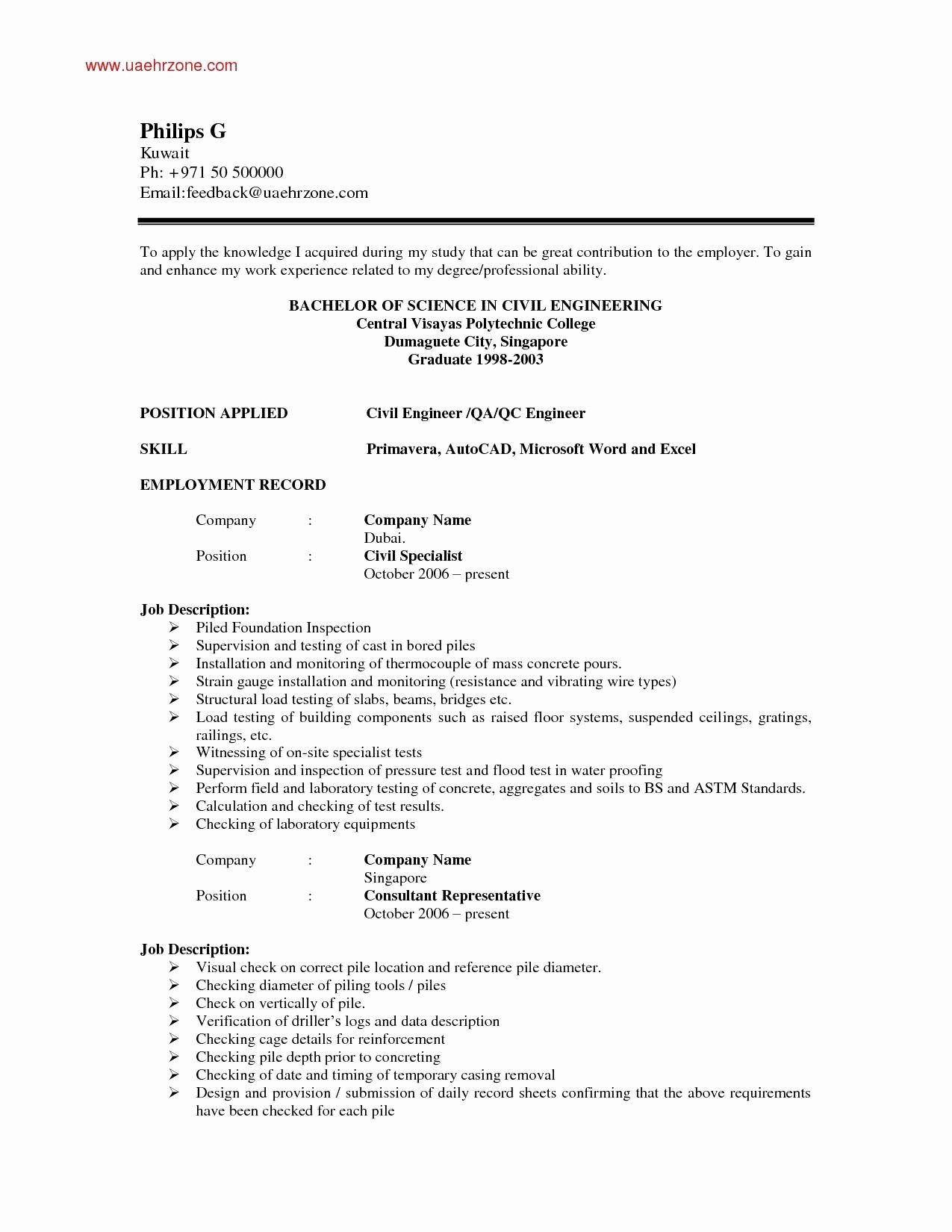 Civil Engineer Graduate Fresher Resume Sample Resume format Kuwait – Resume format Engineering Resume, Resume …