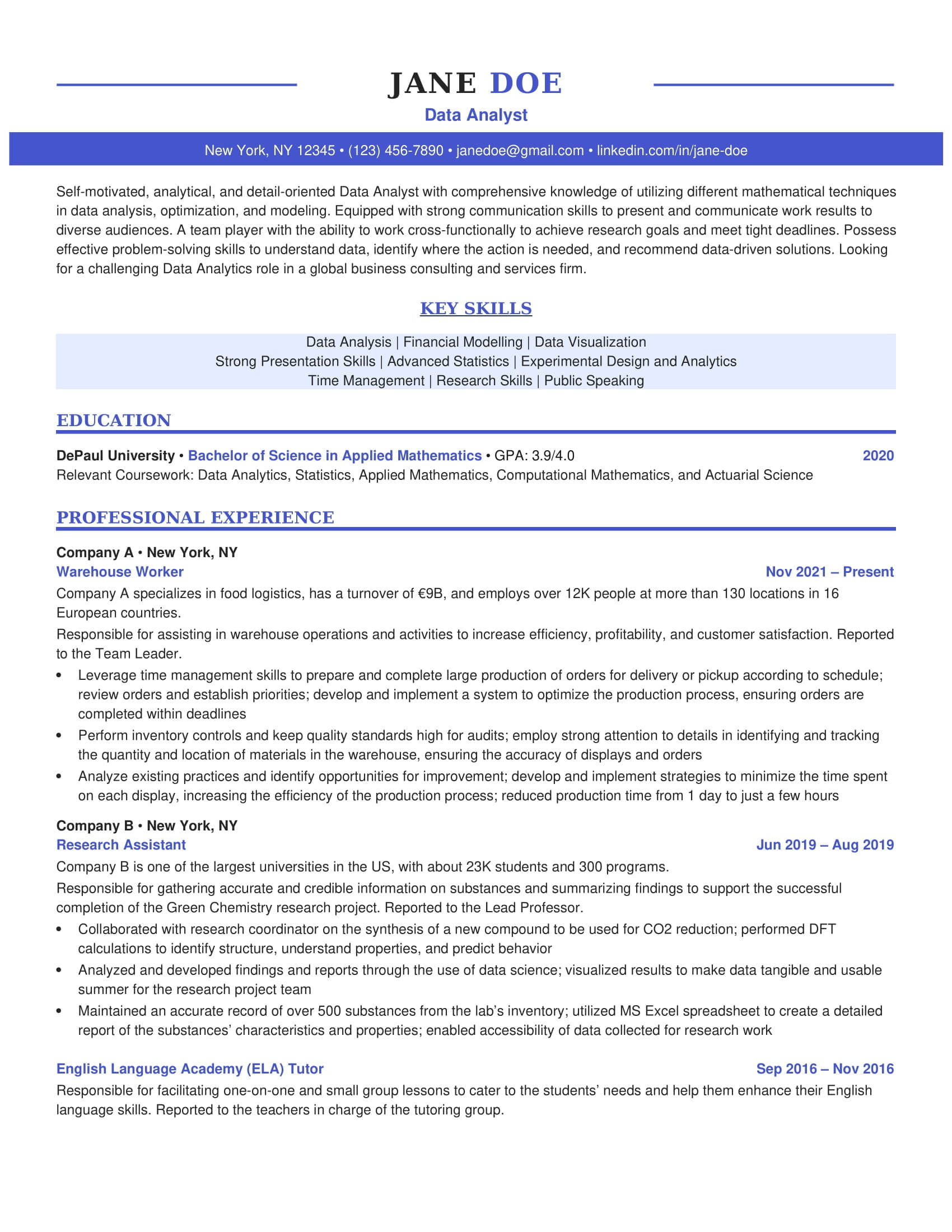 Depaul Resume Building Guidlines and Samples How to Write A Resume with No Experience – Careerhigher