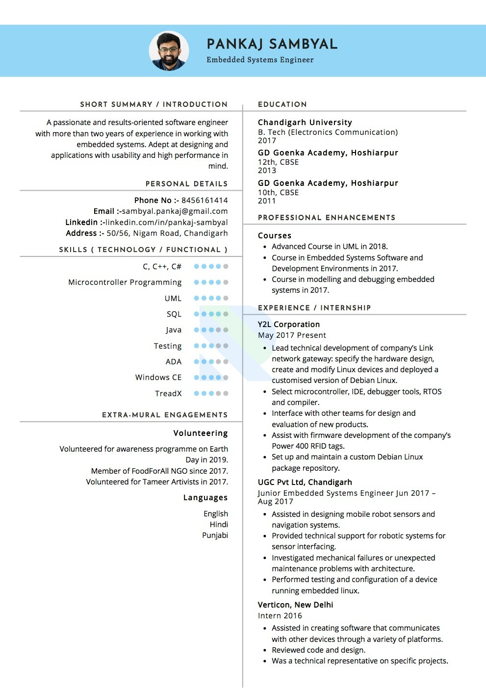 Embedded Systems Resume Sample for Freshers Sample Resume Of Embedded Systems Engineer with Template & Writing …