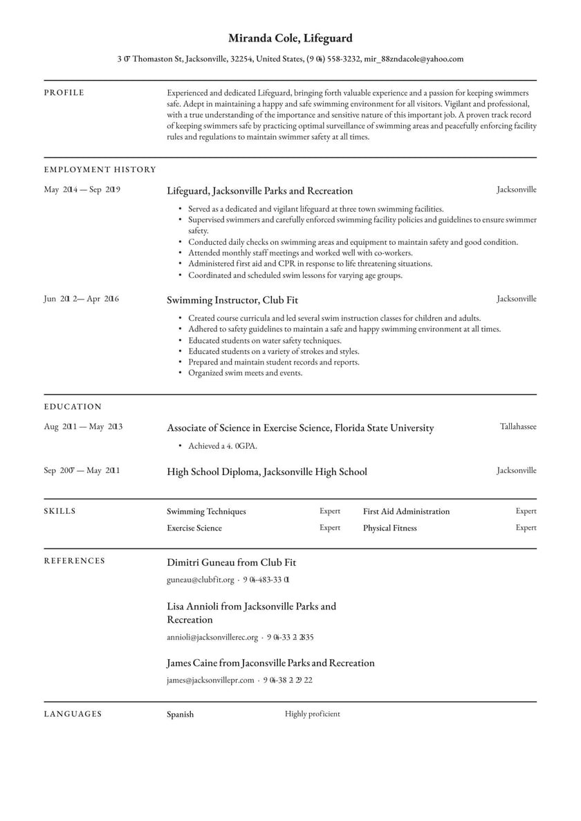 Recreation attendant Sample Resume No Experience Lifeguard Resume Examples & Writing Tips 2022 (free Guide)