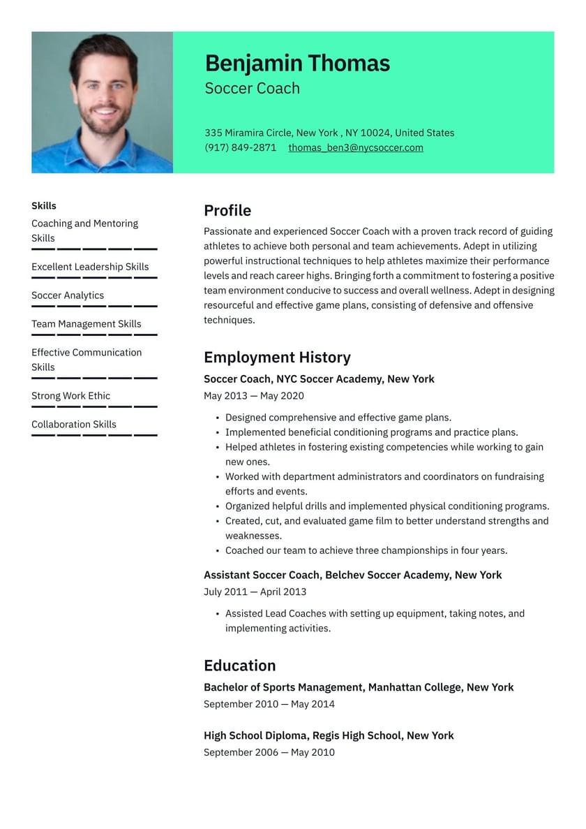 Sample Resume for A Tennis Coach Position soccer Coach Resume Examples & Writing Tips 2022 (free Guide)