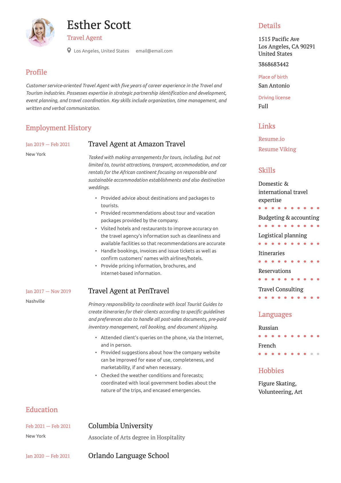 Sample Resume for A Travel Agent Travel Agent Resume & Writing Guide  17 Templates Pdf & Word