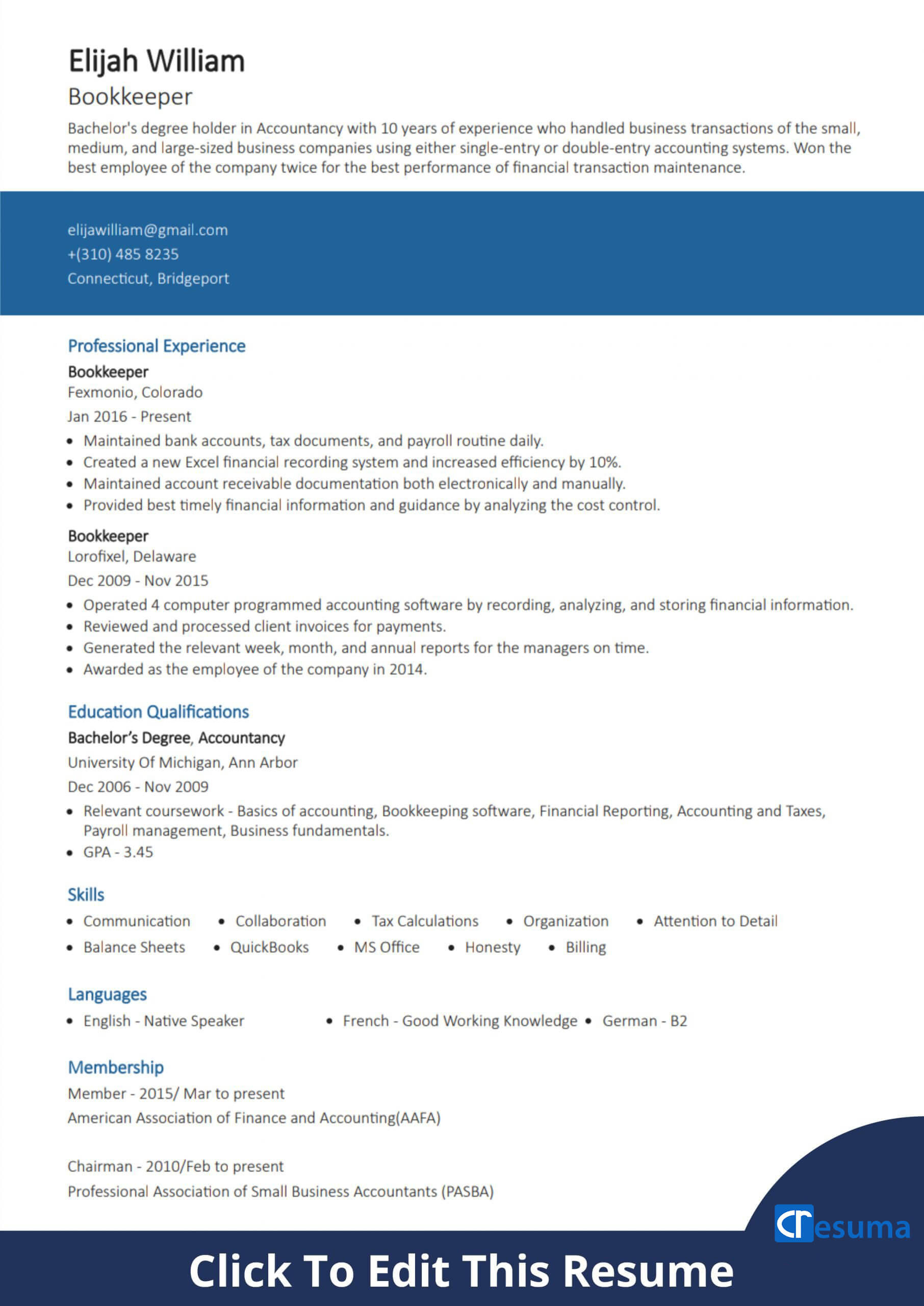 Sample Resume for Bookkeeper without Experience Book Keeper Resume Example and Writing Guide Cresuma