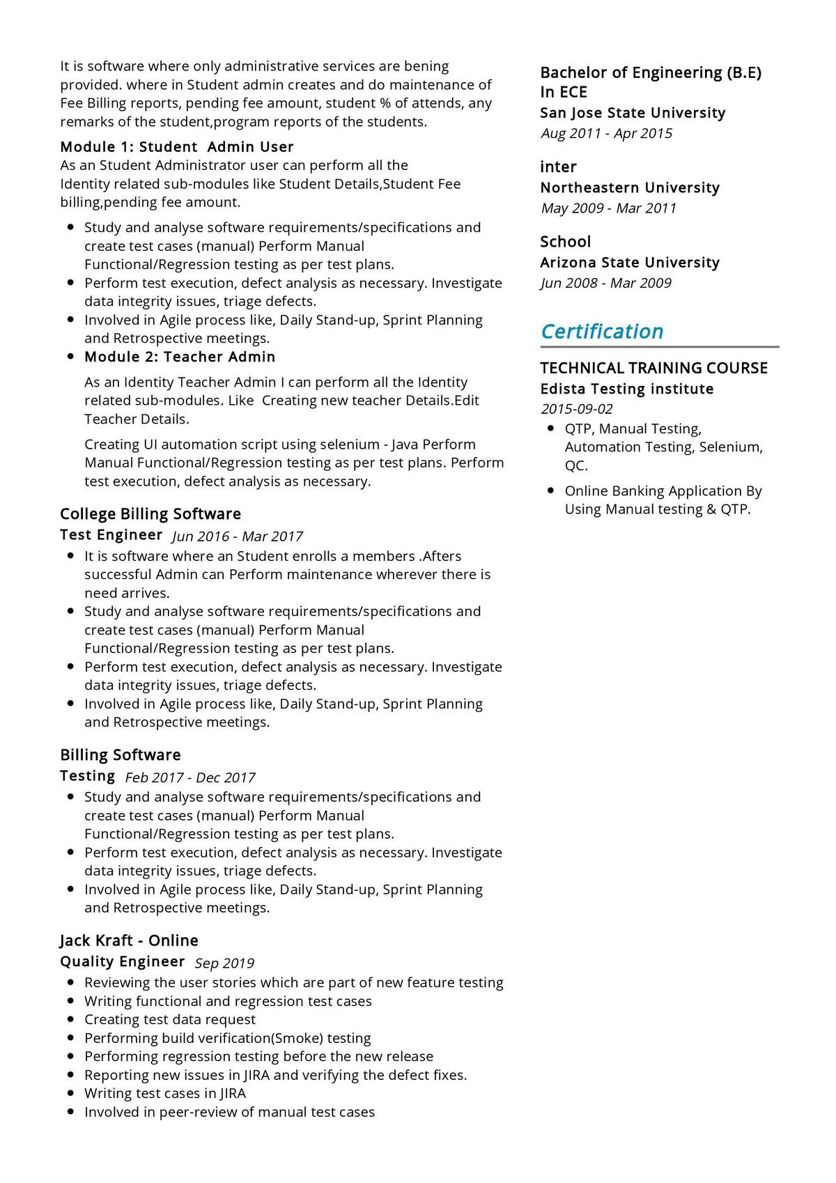 Sample software Testing Resume for 4 Experienced software Testing Resume Sample 2021 Writing Guide & Tips …