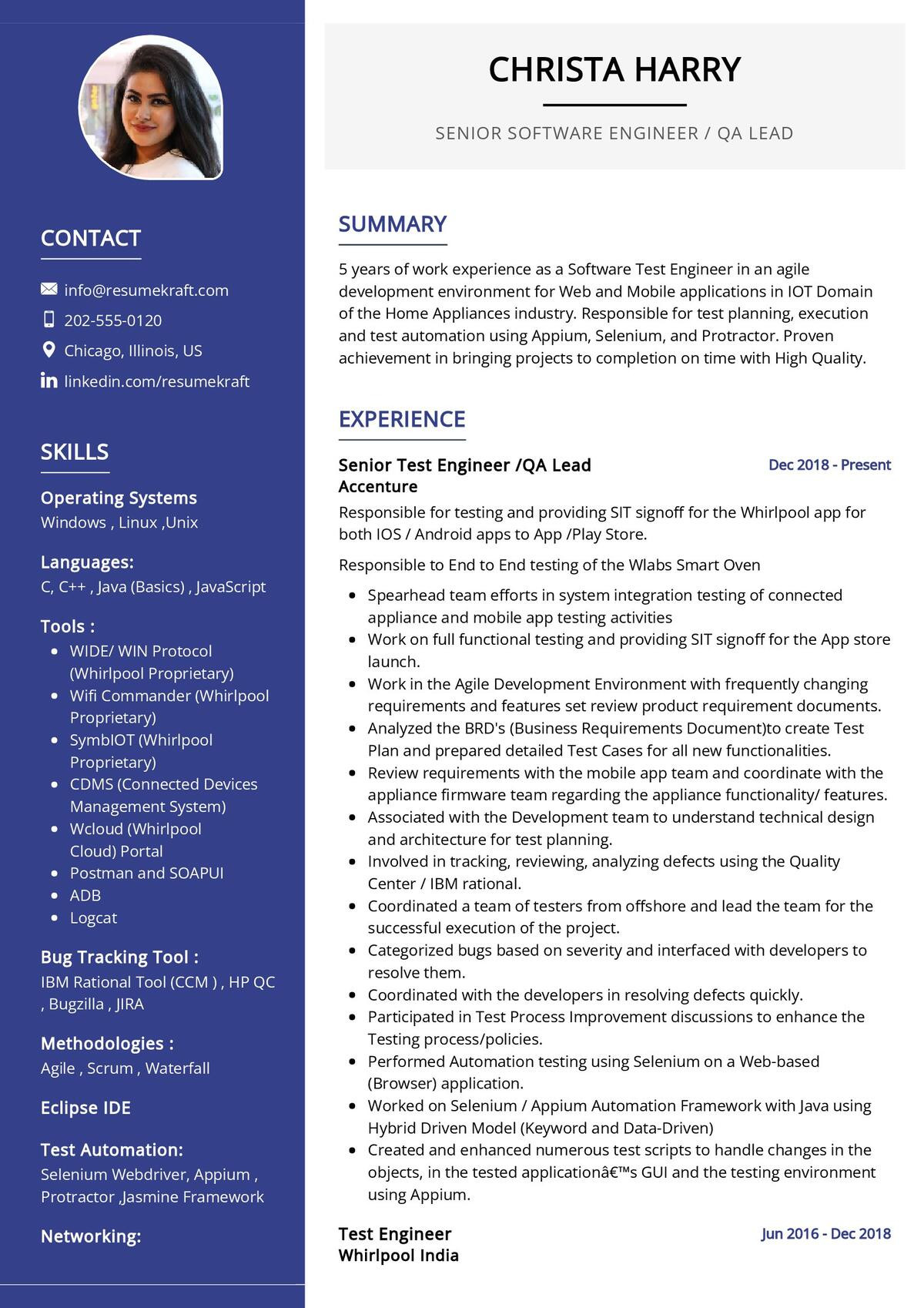 Software Testing Team Lead Sample Resume Senior Test Engineer Cv Sample 2022 Writing Tips – Resumekraft