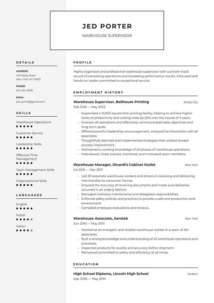 Warehouse Supervisor Job Description Resume Sample Warehouse Supervisor Resume Examples & Writing Tips 2022 (free Guide)