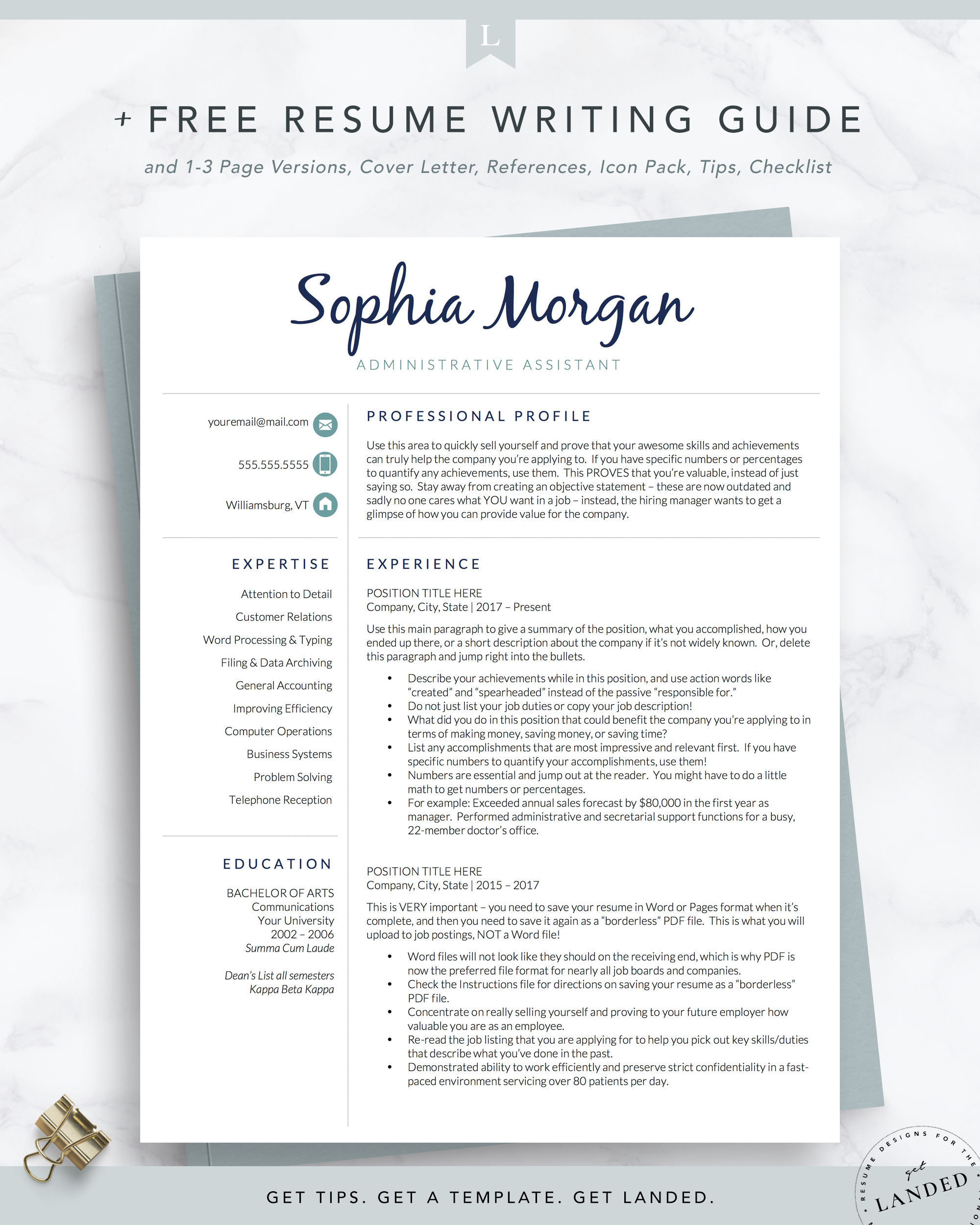 Sample Resume for Executive assistant with Employment Gap Executive assistant Resume Template for Word and Pages 1 2 – Etsy.de