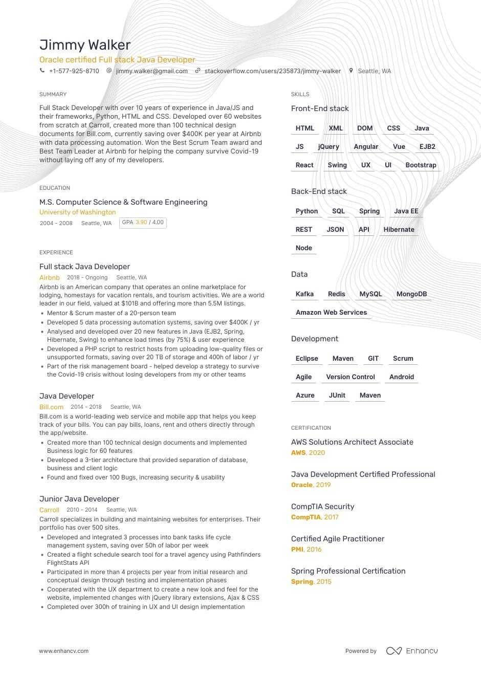 Sample Resume Of Full Stack Developer Full Stack Developer Resume Examples & Writing Guide for 2021