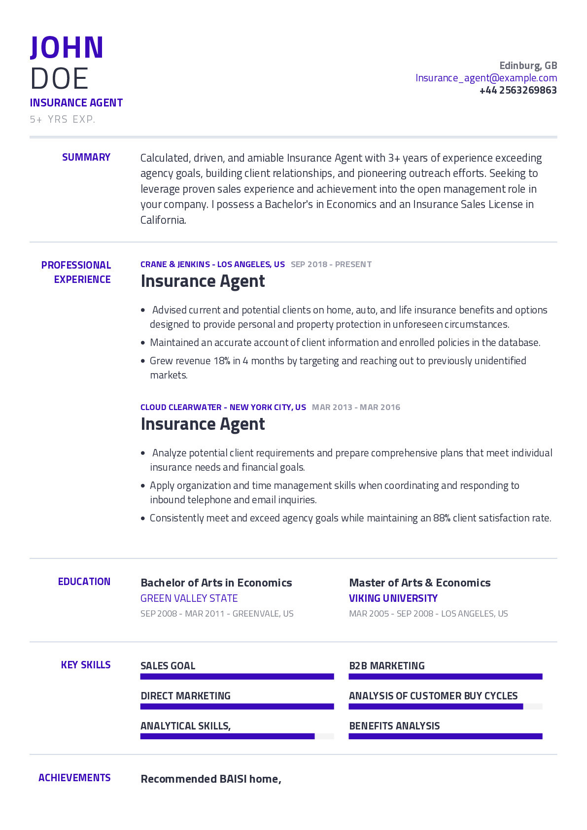 Insurance Sales Agent Job Description Sample Resume Insurance Agent Resume Example with Content Sample Craftmycv