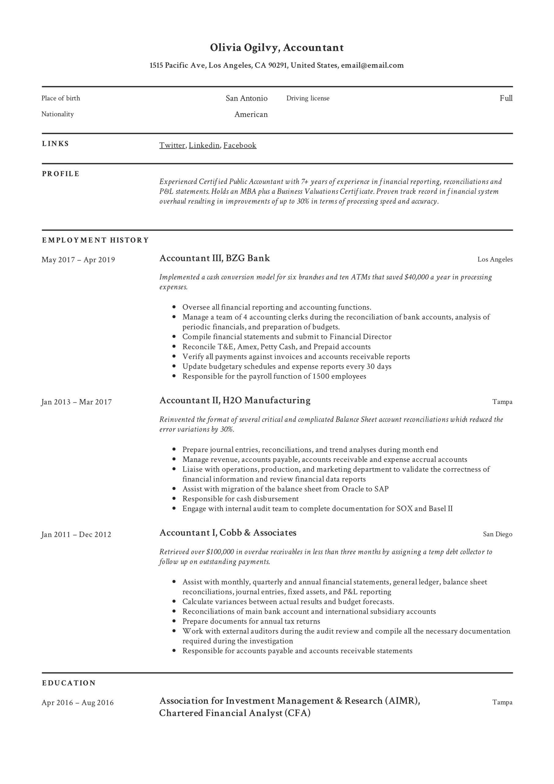 Sample Resume for Accountant In School Accountant Resume & Writing Guide 19 Templates 2022