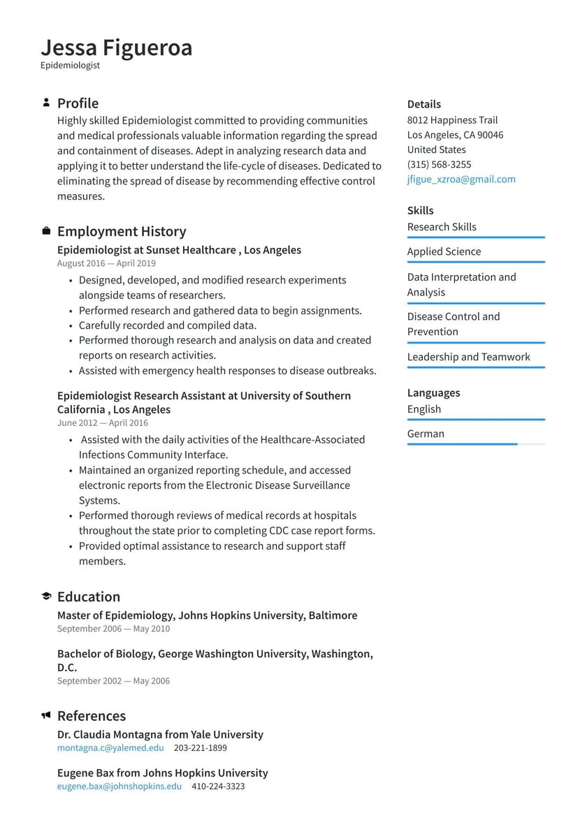 Sample Resume for Public Health Internship Epidemiologist Resume Examples & Writing Tips 2022 (free Guide)