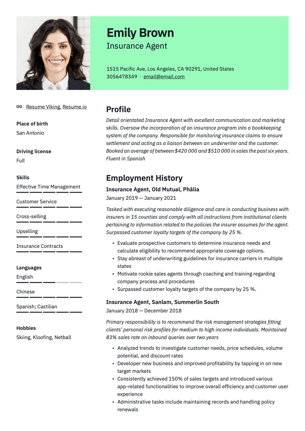 Top Life Insurance and Retirement Agent Resume Samples Insurance Agent Resume & Writing Guide  20 Templates