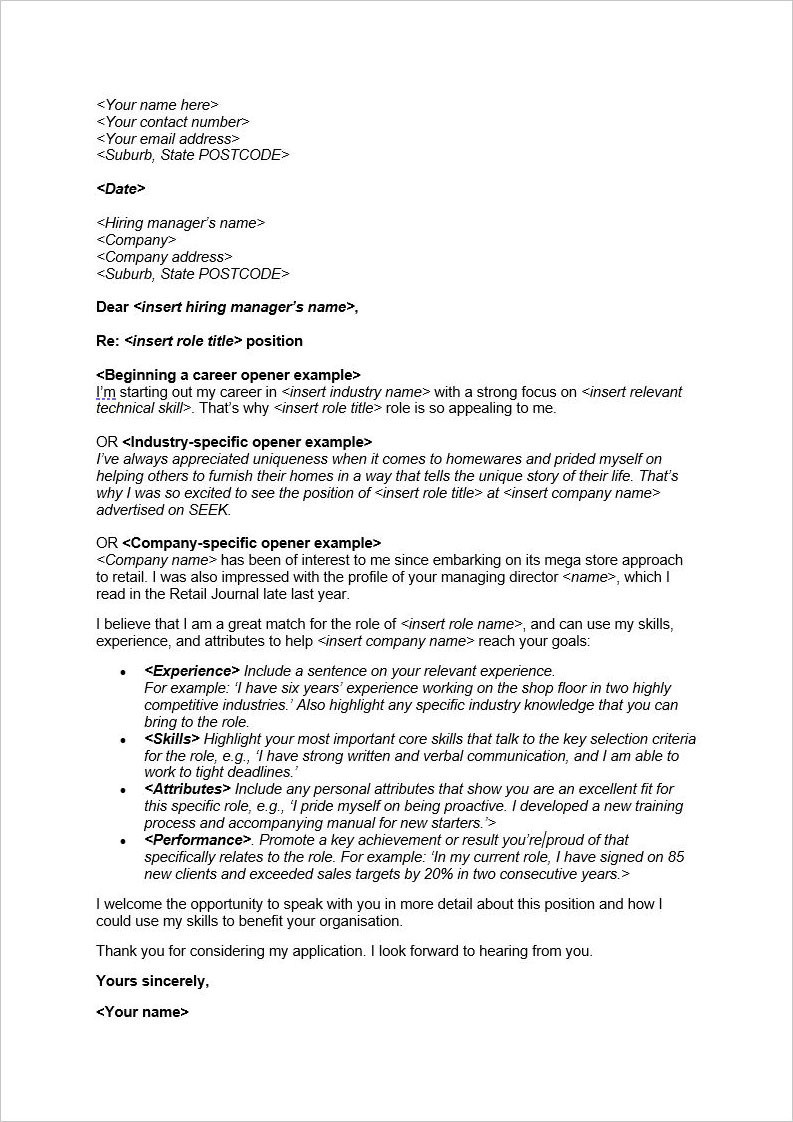 Creating A Resume Cover Letter Sample Free Cover Letter Template – Seek Career Advice