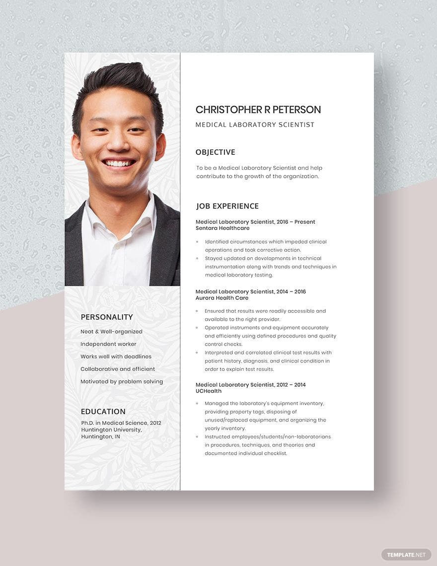 Diagnostic Lab Sales Rep Resume Sample Medical Laboratory Scientist Resume Template – Word, Apple Pages