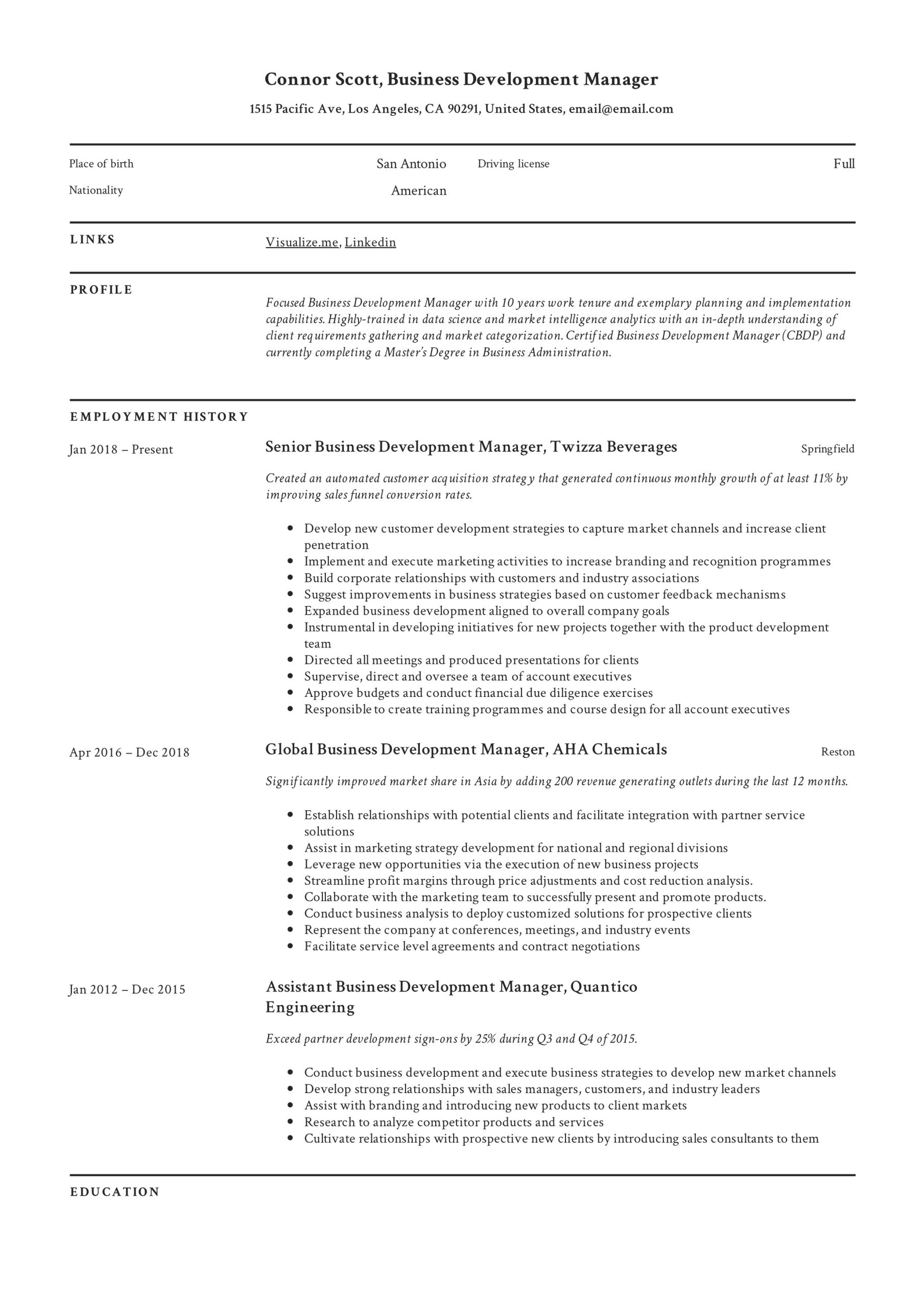 Learning and Development Manager Resume Sample Business Development Manager Resume & Guide 2022