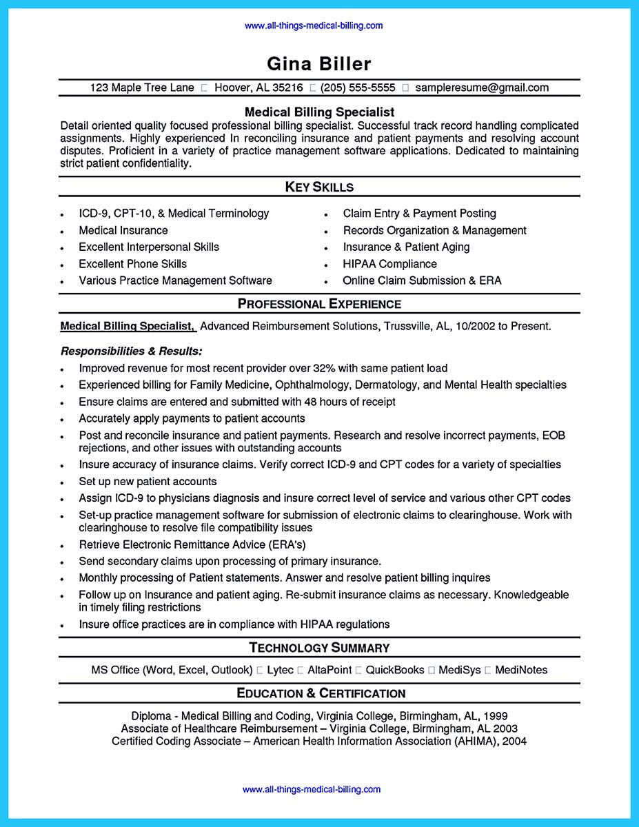 Medical Billing and Coding Specialist Sample Resume some People are Trying to Get the Billing Specialist Job. if You …