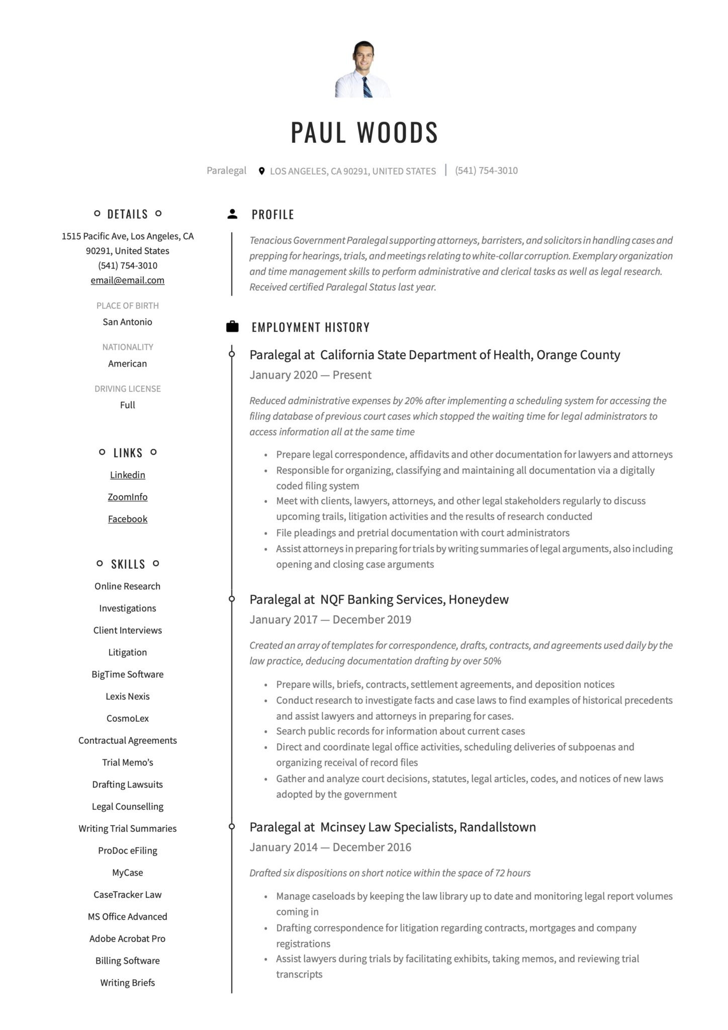 Paralegal Resume Sample Will B Paralegal 19 Paralegal Resume Examples & Guide Pdf 2020 Free