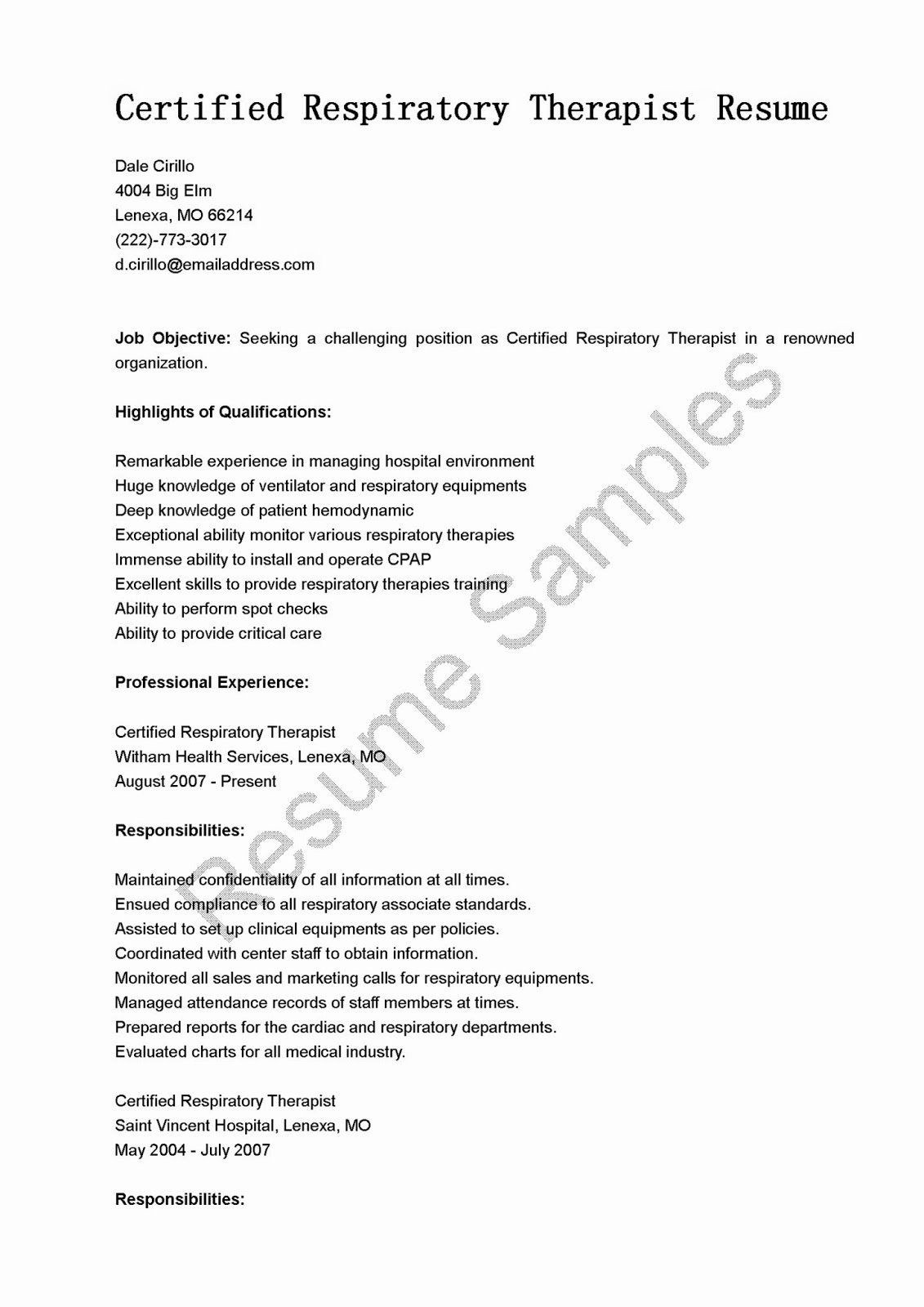 Respiratory therapist New Grad Resume Sample √ 25 Respiratory therapist Resume Template In 2020