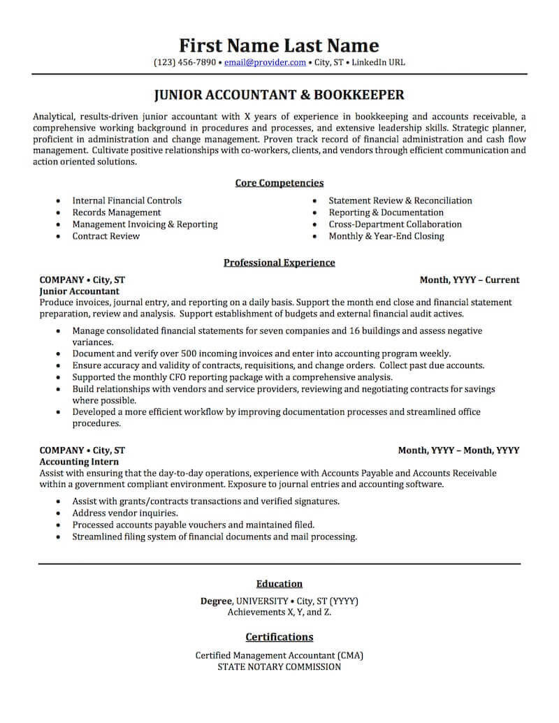 Sample Resume for Accounting Graduate with Experience Accounting, Auditing, & Bookkeeping Resume Samples Professional …