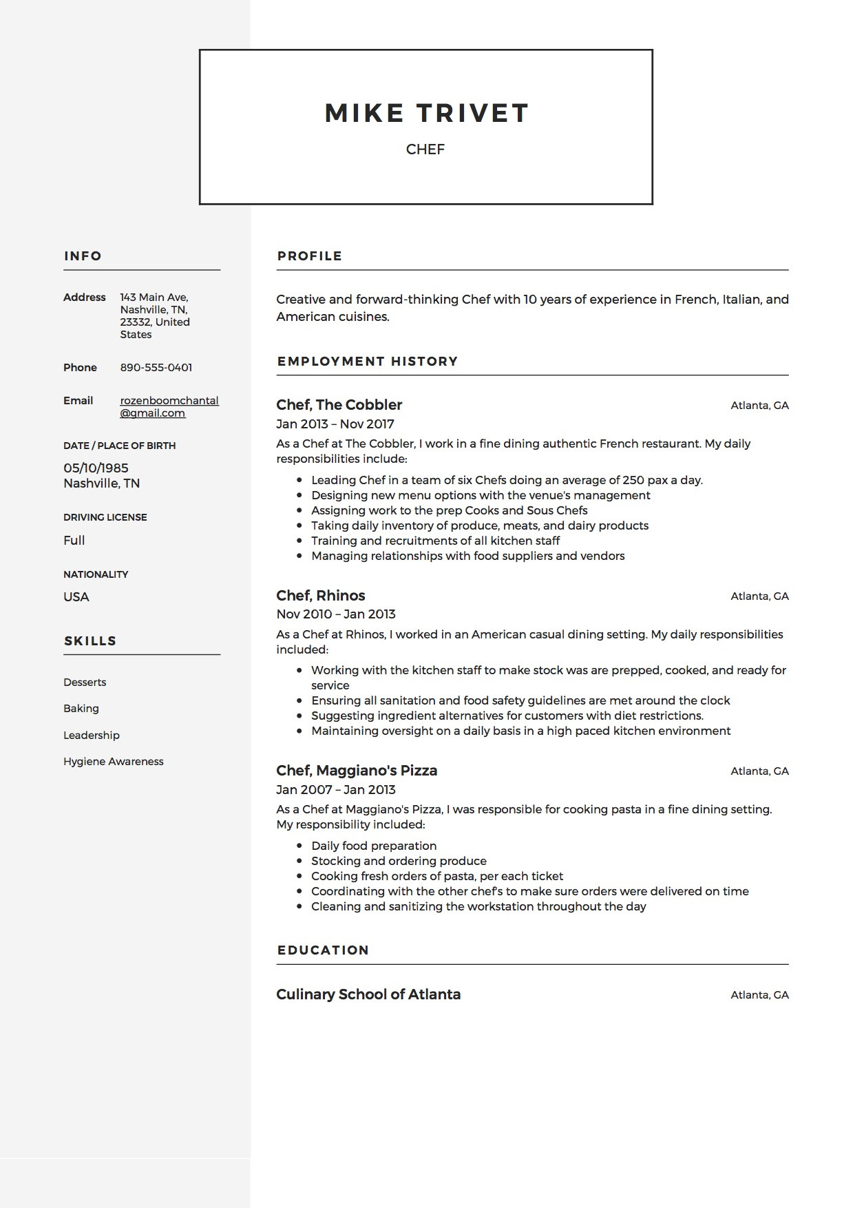 Wendy S Shift Manager Resume Sample Chef Resume & Writing Guide 12 Free Templates Pdf 2022