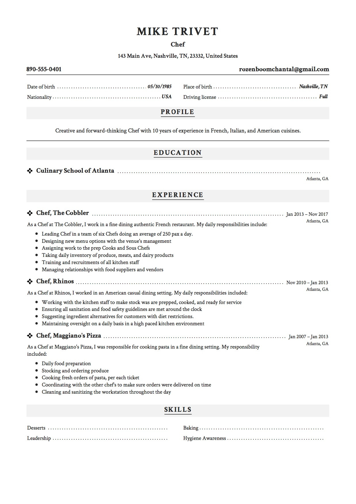 Wendy S Shift Manager Resume Sample Chef Resume & Writing Guide 12 Free Templates Pdf 2022