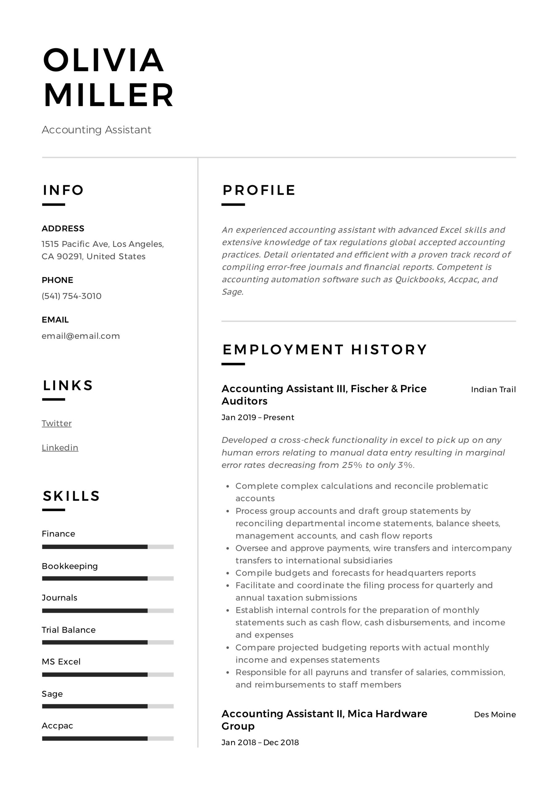 Entry Level Accounting assistant Resume Sample Accounting assistant Resume & Writing Guide  12 Examples Pdf …