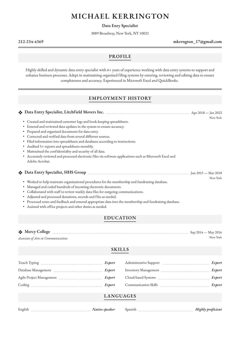 Resume Sample for Data Entry Position Data Entry Specialist Resume Examples & Writing Tips 2022 (free Guide)