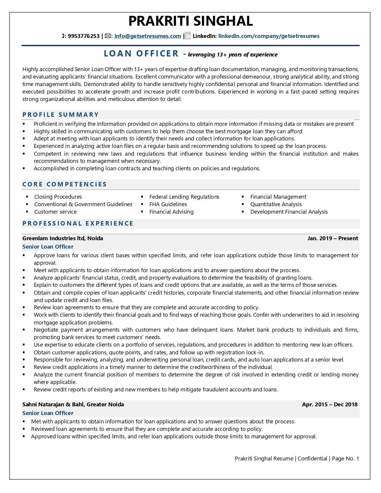 Sample Of Mortgage Loan Officer Resume Loan Officer Resume Examples & Template (with Job Winning Tips)