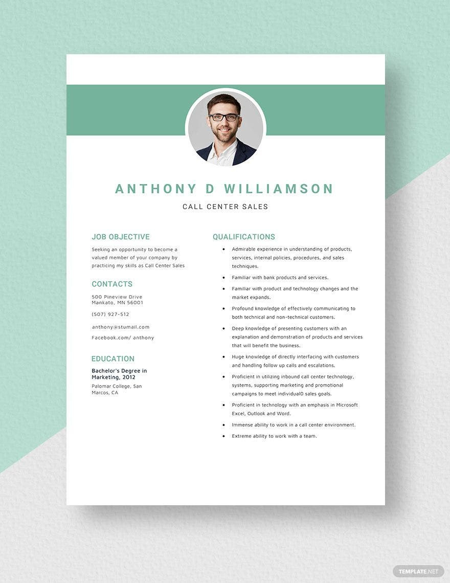 Sample Resume for Call Center Agent with No Work Experience No Experience Call Center Resume Template – Indesign, Word, Apple …