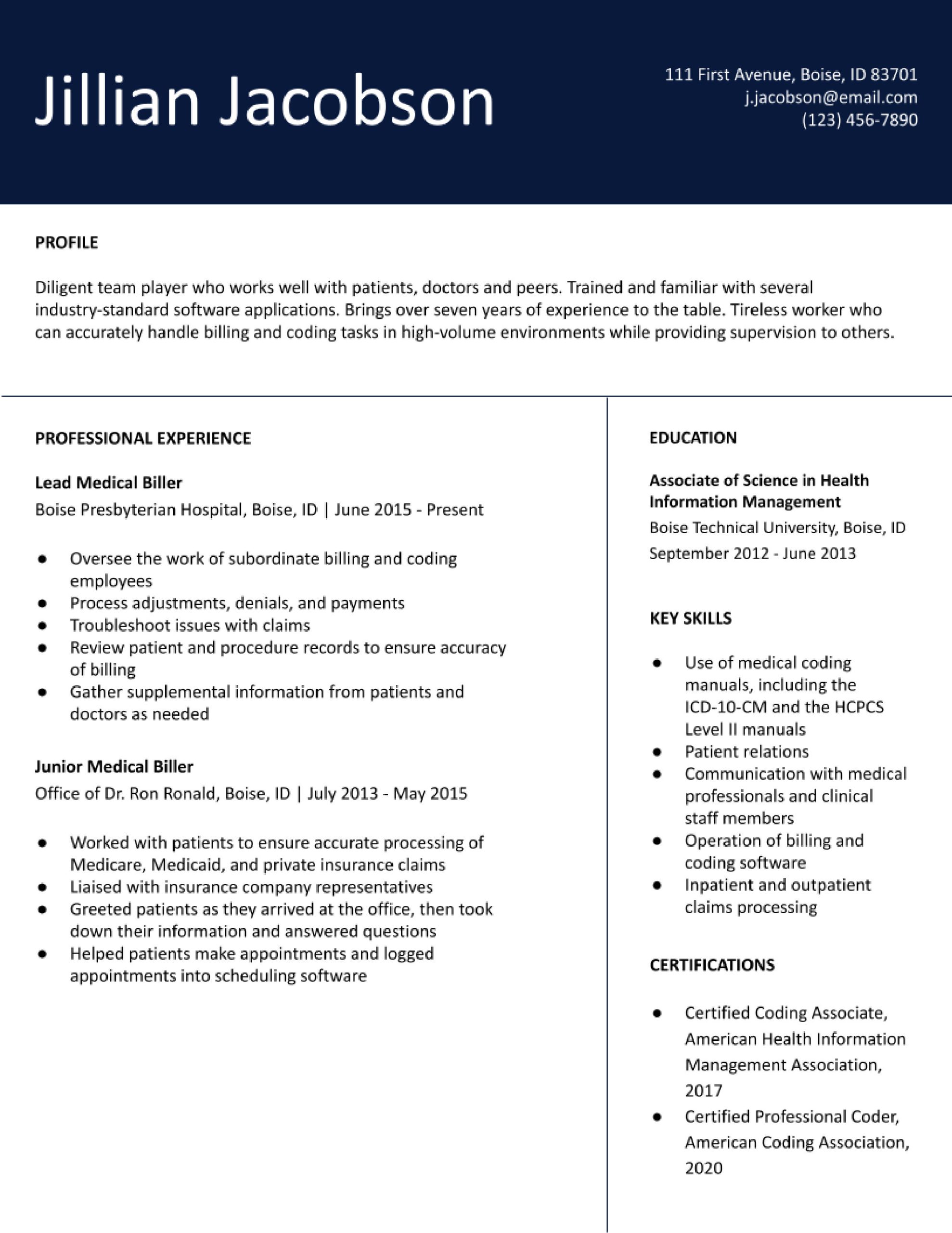 Sample Resume for Legal Billing Specialist Medical Billing and Coding Specialist Resume Examples In 2022 …