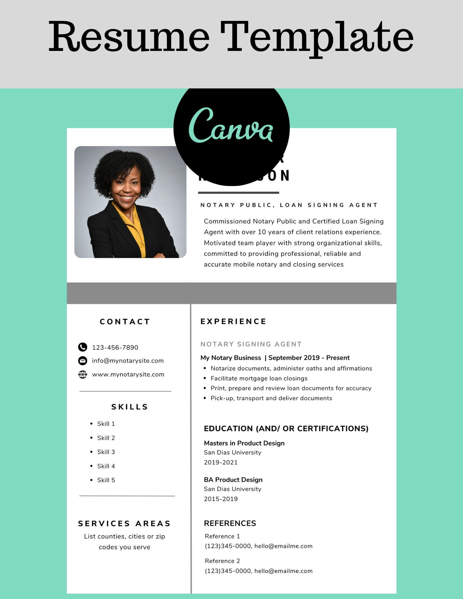 Sample Resume for Notary Signing Agent Notary Resume Template Loan Signing Agent Mobile Notary – Etsy