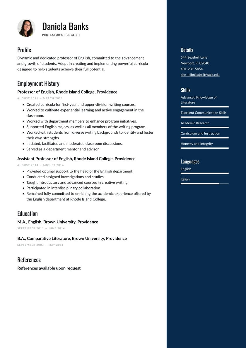 Sample Resume with Reasons for Leaving Academic Resume Examples & Writing Tips 2022 (free Guide) Â· Resume.io