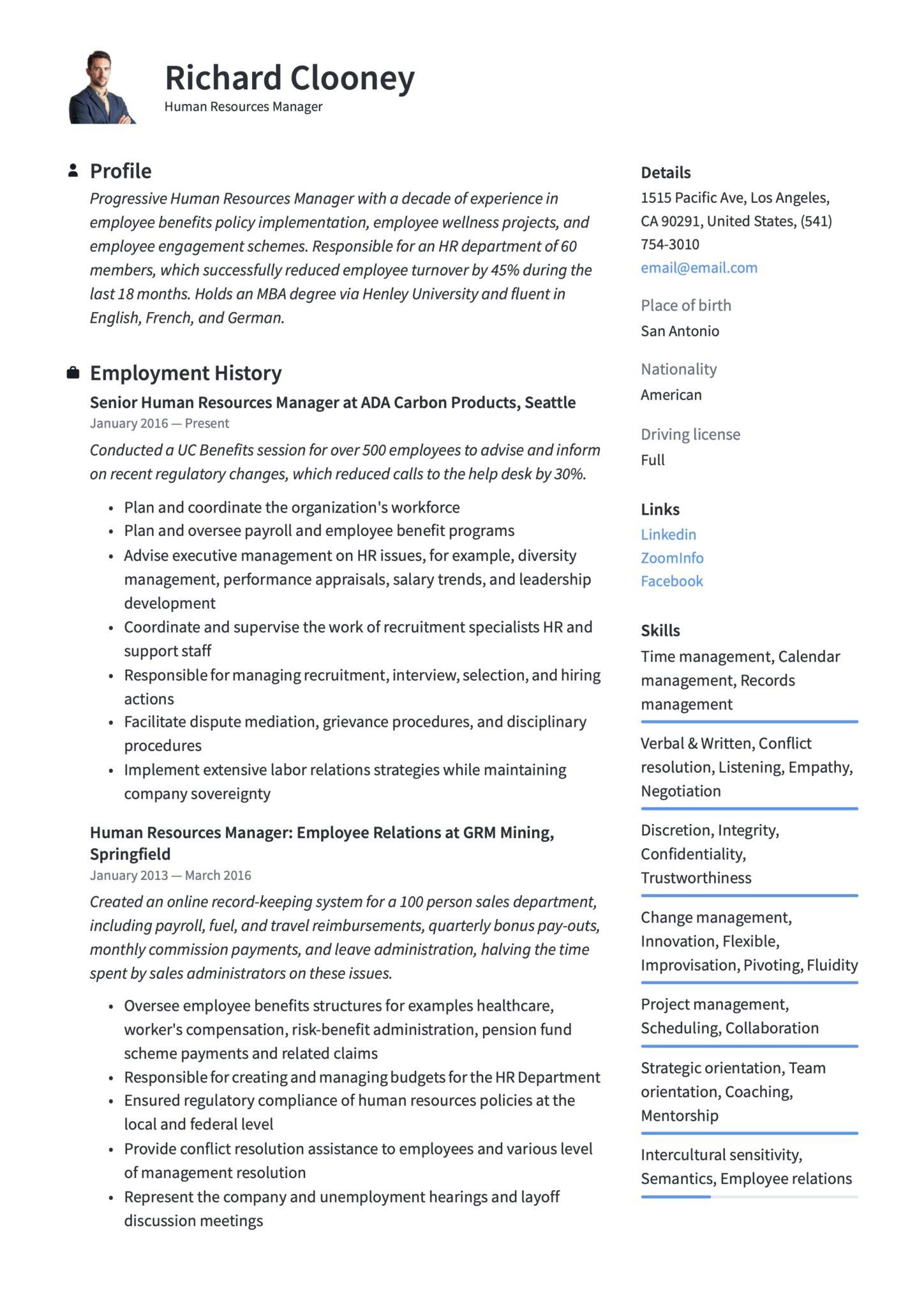 Senior Human Resources Manager Resume Sample 17 Human Resources Manager Resumes & Guide 2020